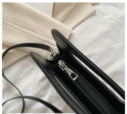 Faux Leather Black Warning Sign Crossbody Bag