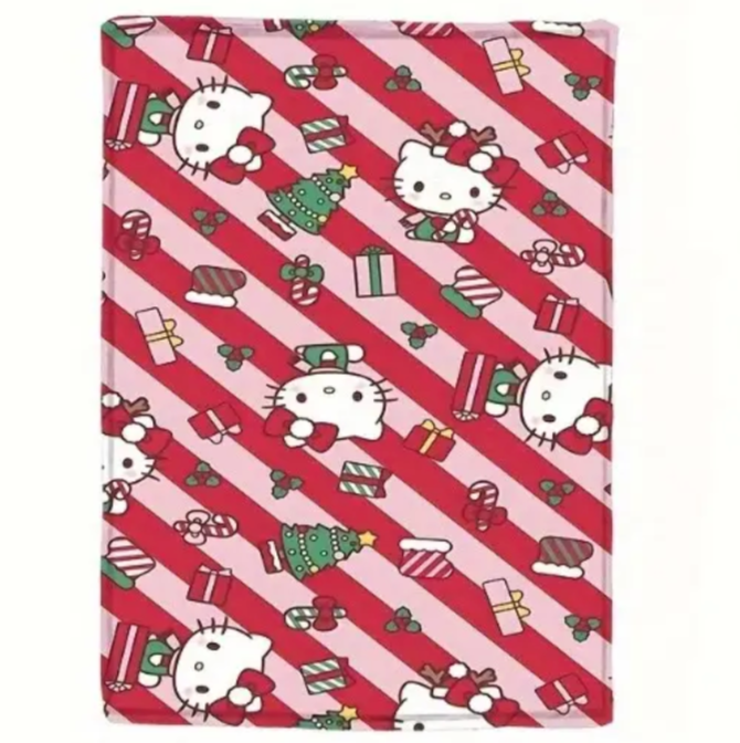 Christmas Hello Kitty red & pink candy cane Blanket
